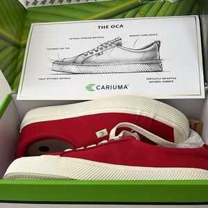 Cariuma OCA Red Canvas Sneakers Low Size 7.5 Women Lace up